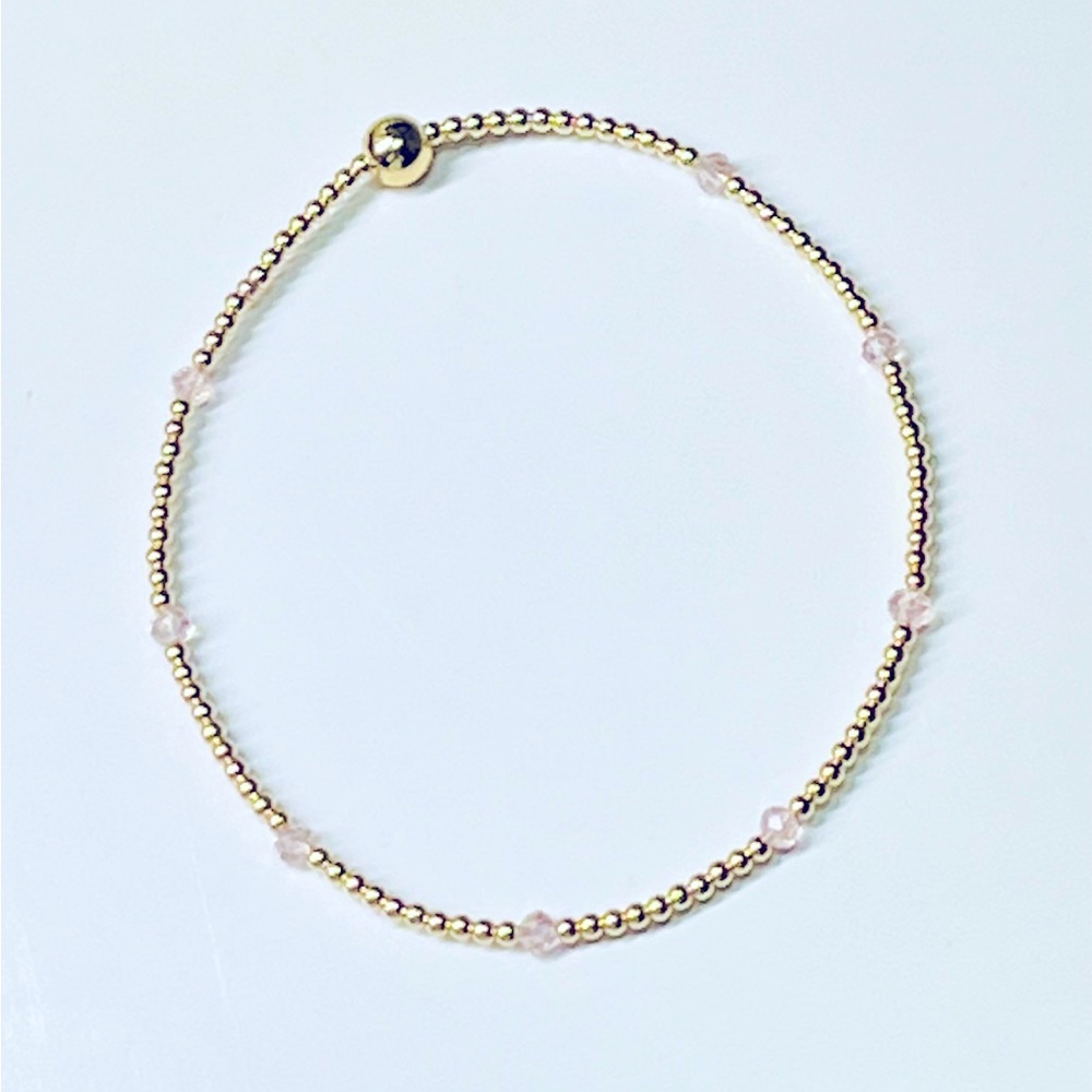 Pale pink crystals with 14k gold filled beads.